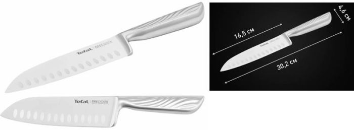 Кухонний ніж сантоку Tefal Precision, 16.5см, нержавіюча сталь