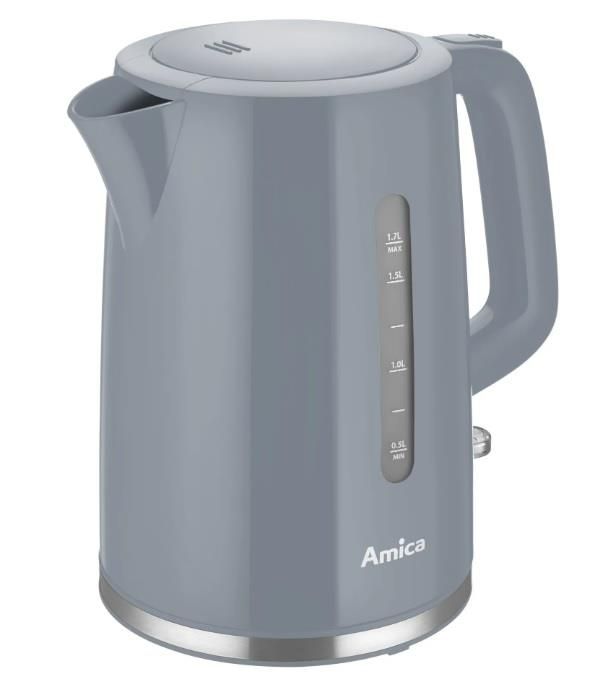 Електрочайник Amica 1.7л, пластик, сірий