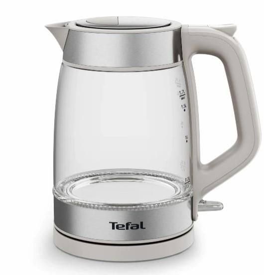 Електрочайник Tefal Glass Kettle 1.7л, скло, з підсвіткою, біло-срібний