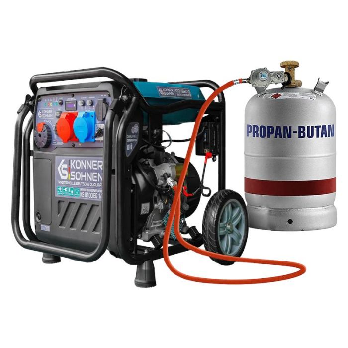 Генератор газобензиновий інверторний Konner&Sohnen KS 8100iEG 1/3, LPG 230/4000В, 8-8.5кВт, електростартер, 68кг
