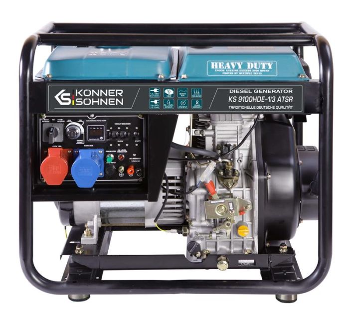 Генератор дизельний Konner&Sohnen KS 9100HDE-1/3 ATSR (EURO V), 230/400В, 6.5/6.0кВт, 7.5/7.0кВт, 1/3Фази, АВР(ATS), електростартер, 122кг