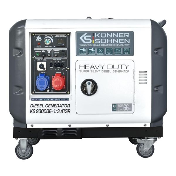 Генератор дизельний Konner&Sohnen KS 9300DE-1/3 ATSR, 230/400В, 6.5/6.0кВт, 7.5/7.0кВт, 1/3Фази, АВР(ATS), електростартер, 168кг