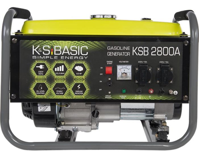 Генератор бензиновий Konner&Sohnen Basic KSB 2800A, 230В, 2.8кВт, ручний стартер, 36.2кг