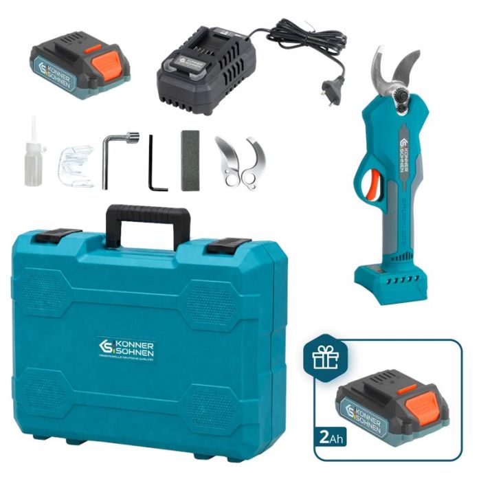 Секатор акумуляторний Konner&Sohnen KS CPS20V-32 Case PLUS 20В акб 2х2А·год d 15-32мм ЗП кейс 0.89кг