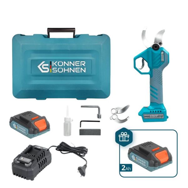 Секатор акумуляторний Konner&Sohnen KS CPS20V-40 CASE PLUS 20В акб 2х2А·год d 20-40мм ЗП кейс 1кг