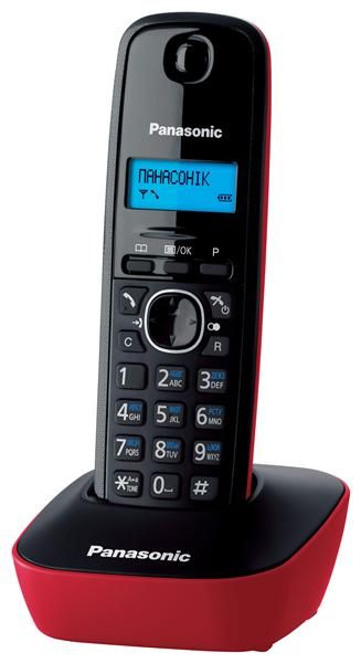 Радіотелефон DECT Panasonic KX-TG1611UAR, чорно-червоний