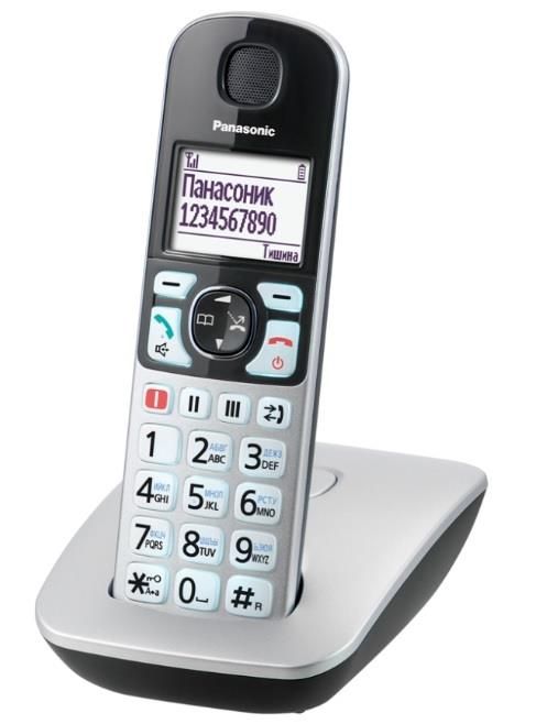 Радіотелефон DECT Panasonic KX-TGE510RUS, чорно-сріблястий
