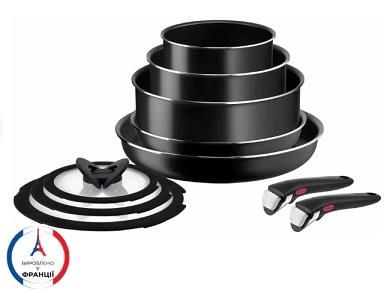 Набір посуду Tefal Ingenio Easy Cook & Clean, 10предметів, алюміній, нержавіюча сталь, бакеліт, чорний