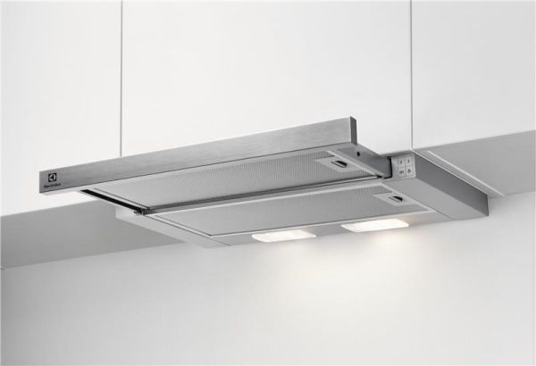 Витяжка Electrolux телескопічна, 59см, 410м.куб/год., сірий