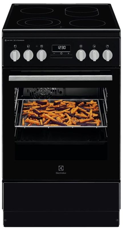Плита Electrolux електрична склокерамічна, 58л, 50x60см, конвекція, пара, чорний