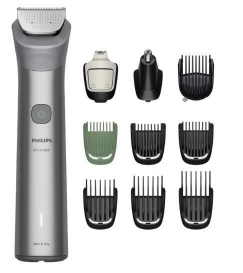 Тример Philips Series 5000, для бороди, голови та тіла, насадок-10, сталь, сірий
