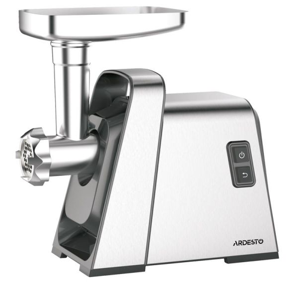 М'ясорубка ARDESTO, 2400Вт, 2.2кг/хв, 3 решітки, насадка для ковбас, кеббе, томатів, 4 терки, пластик, чорно-срібний
