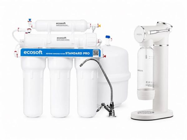 Комплект фільтру зворотного осмосу Ecosoft Standard PRO з сифоном для газування води ARDESTO, білий