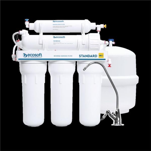 Фільтр зворотного осмосу Ecosoft Standard 5-50M PRO з мінералізатором, мембрана 50gpd, кран капля, дренаж 1:2