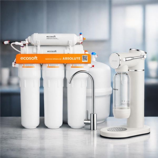 Комплект фільтру зворотного осмосу Ecosoft Absolute з сифоном для газування води ARDESTO, білий