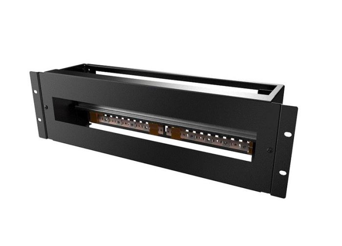 Панель MIRSAN 19", 3U, електричний розподільний модуль з DIN-рейкою, чорна
