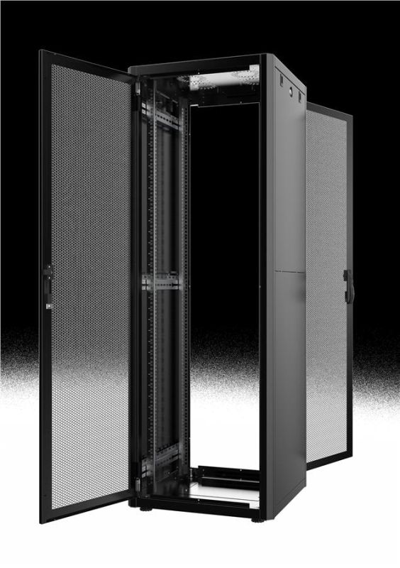 Шафа MIRSAN 19", 26U, GTN, перфоровані двері, 600x800 мм, максимально 1000 кг, чорна