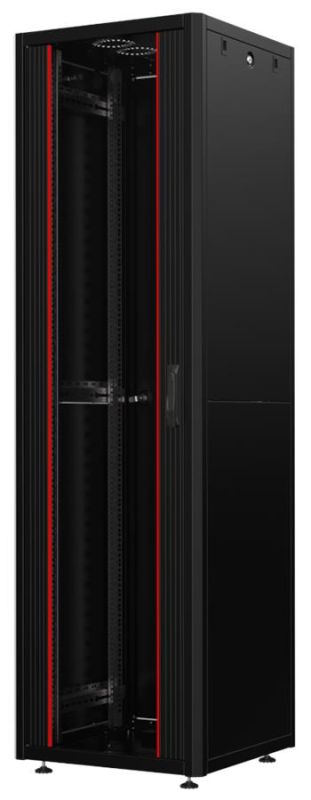 Шафа MIRSAN 19", 42U, GTN SERVER, склянні двері, 600x600 мм, максимально 1000 кг, чорна