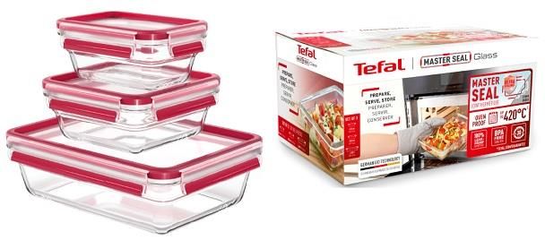 Набір контейнерів Tefal Master Seal, 3шт, жаростійке скло, прозорий