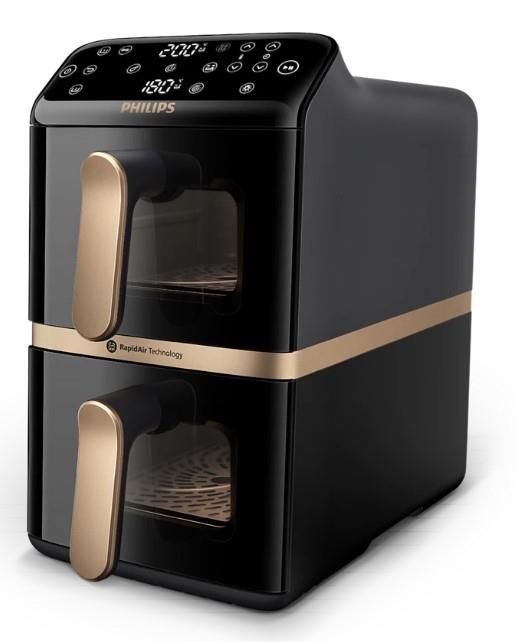 Мультипіч Philips Stacked Dual 2300Вт, чаша-5+5л, сенсорне управл., 6 авто. программ, пластик, чорний