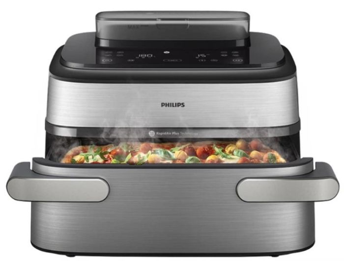 Мультипіч Philips Ovi Dual SteamFry 2750Вт, чаша-3+6л, сенсорне управл., 8 авто. програм,  пластик/метал, сірий