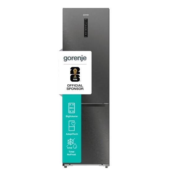 Холодильник з нижн. мороз. камерою Gorenje, 203х66х60см, 2 двері, 257(121)л, А+, Total NF, Зона св-ті, Інвертор, Зовн. Дисп, Wi-Fi, Чорний