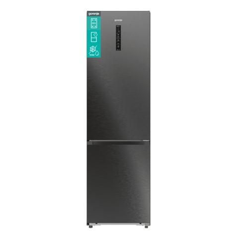 Холодильник з нижн. мороз. камерою Gorenje, 203х66х60см, 2 двері, 257(121)л, А+, Total NF, Зона св-ті, Інвертор, Зовн. Дисп, Wi-Fi, Чорний