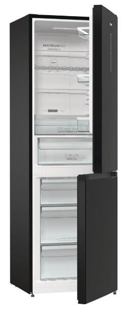 Холодильник з нижн. мороз. камерою Gorenje, 185х60х60см, 2 двері, 204(96)л, А++, NoFrost+ , LED дисплей, Зона св-ті, чорний