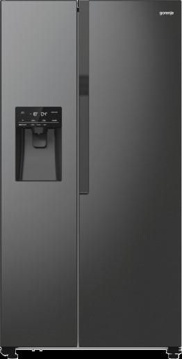 Холодильник SBS Gorenje, 179х70х92см, 2 двері, 376(190)л, А++, NF+, Інв., Зона св-ті, диспенсер, генератор льоду, Зовн. Диспл, чорний