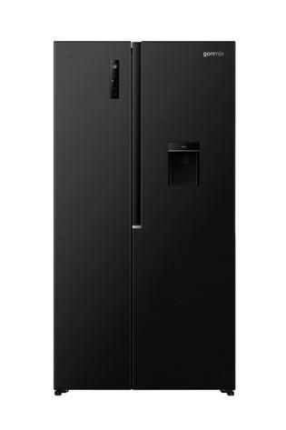 Холодильник SBS Gorenje, 179х62х92см, 2 двері, 344(197)л, А+, NF+, Інв., Зона св-ті, диспенсер, генератор льоду, Зовн. Диспл, чорний