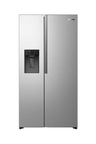 Холодильник SBS Gorenje, 179х62х91см, 2 двері, 347(181)л, А+, NF+, Інв., Зона св-ті, диспенсер, Внутр. Диспл, нерж