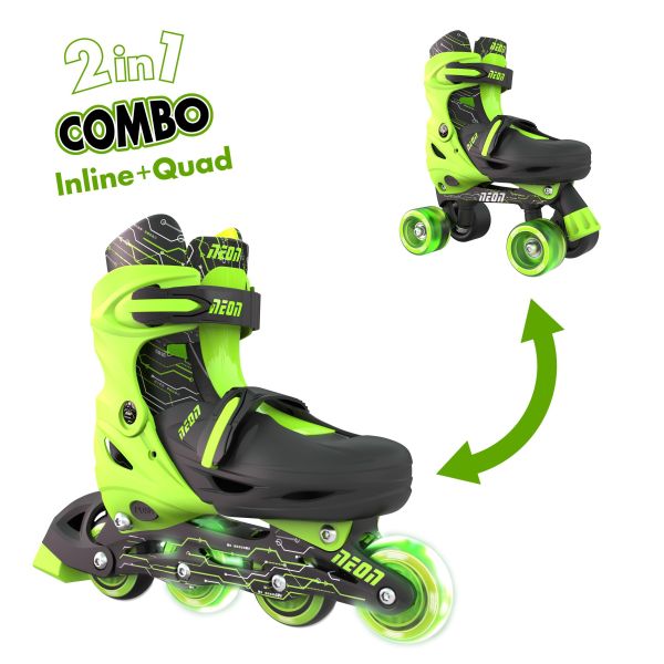 Роликові ковзани Neon Combo, розмір 30-33, салатовий