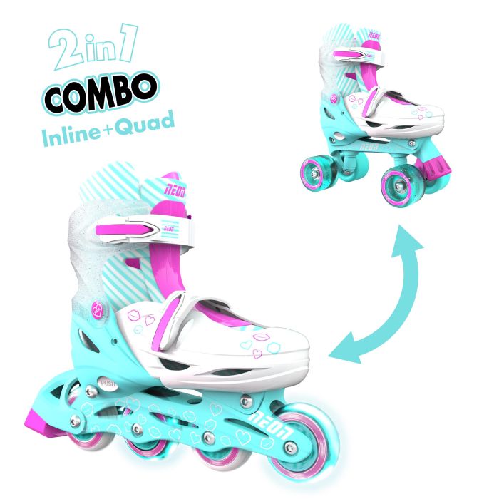 Роликові ковзани Neon Combo, розмір 34-37, бірюзовий