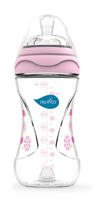 Пляшка для годування Nuvita Mimic 250мл, 3міс+, антиколікова, рожевий