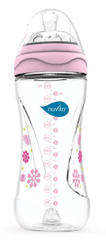 Пляшка для годування Nuvita Mimic 330мл, 4міс+, антиколікова, рожевий