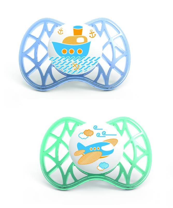 Пустушка Nuvita Air 6міс+, ортодонтична, 2шт, блакитний/зелений
