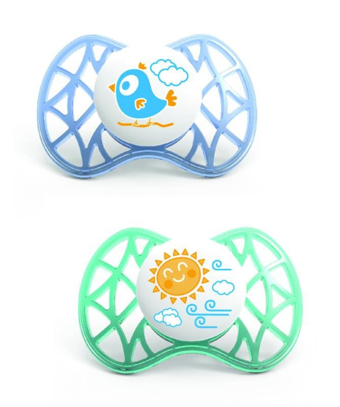 Пустушка Nuvita Air 6міс+, симетрична, 2шт, блакитний/зелений