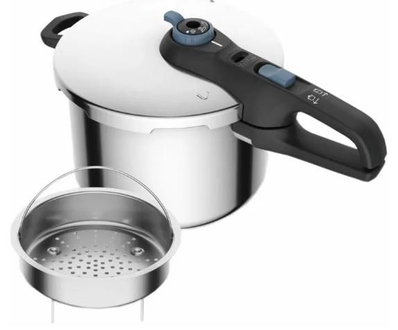 Скороварка Tefal Secure Trendy, 6л, з паровим кошиком, нержавіюча сталь, пластик