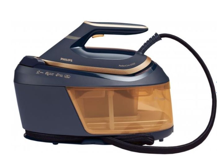Праска-парогенератор Philips PerfectCare 6000 Series, 2400Вт, 1800мл, паровий удар -600гр, постійна пара - 130гр, нерж. сталь, синьо-золотий