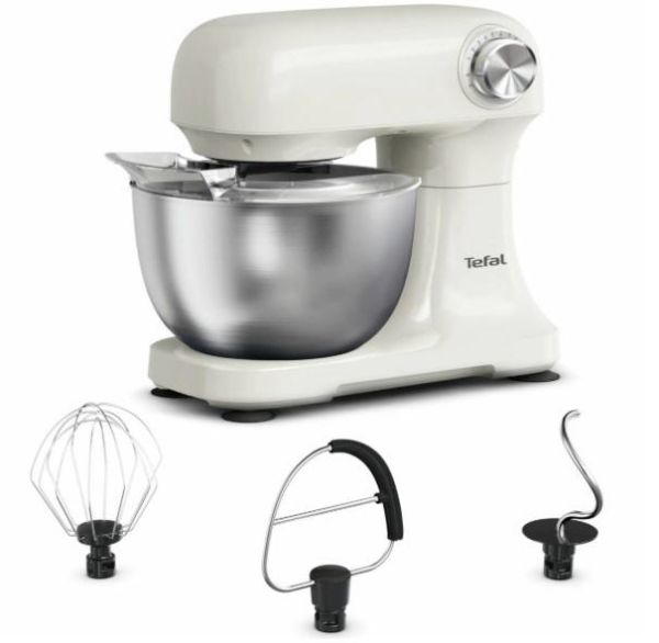 Міксер Tefal планетарний Bake Easy 500Вт, насадки-3, чаша-нерж., метал, 3.5л, бежевий