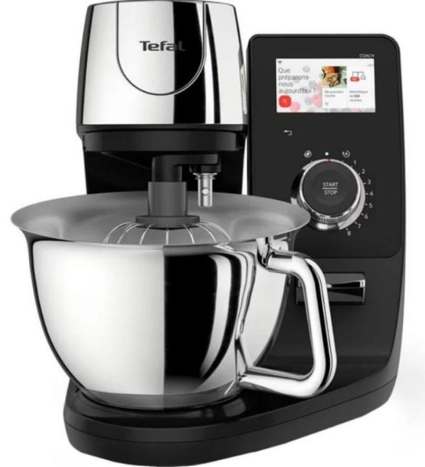 Кухонна машина Tefal I-Coach Touch, 1200Вт, чаша-метал, корпус-метал+пластик, дисплей, насадок-3, підкл. до смартфону, чорний