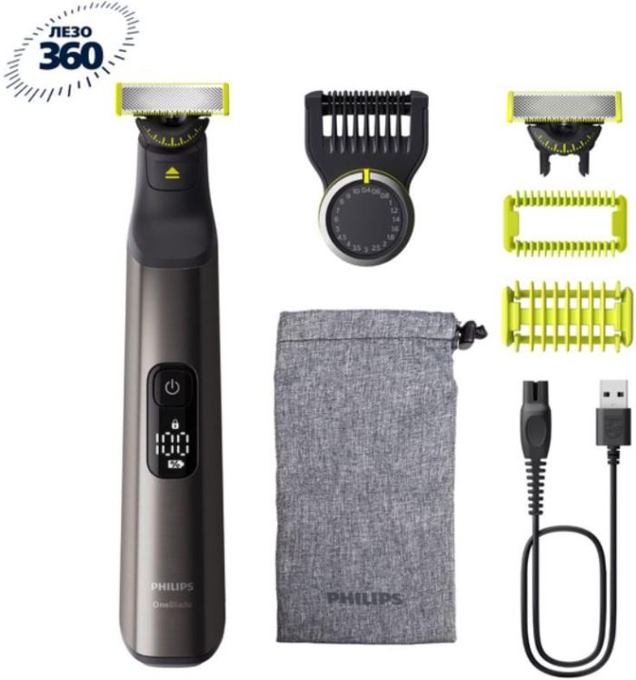 Бритва електр. Philips OneBlade Pro 360, Li-Ion, сух.+волог., індикатор заряду, м'який чохол, чорний