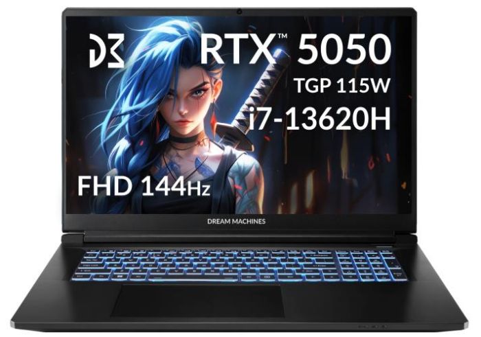 Ноутбук Dream Machines RG5050-17 17.3FHD IPS, Intel i7-13620H, 32GB, F1TB, NVD5050-8, DOS, чорний