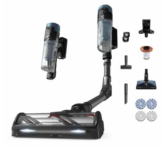 Пилосос Rowenta безпровідний X-Force Flex 14.80 Animal Aqua, 240Вт, вологе прибирання, конт пил -0.65л, автон. робота до 90хв, HEF system 99,9%, чорно-синій