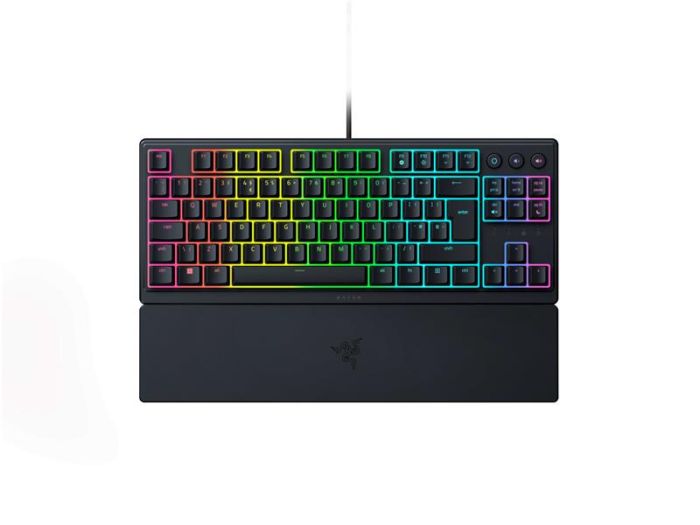 Клавіатура мембранна Razer Ornata V3 TKL 84key, Mecha-Membrane Switch, USB-A, EN/UK, RGB, чорний