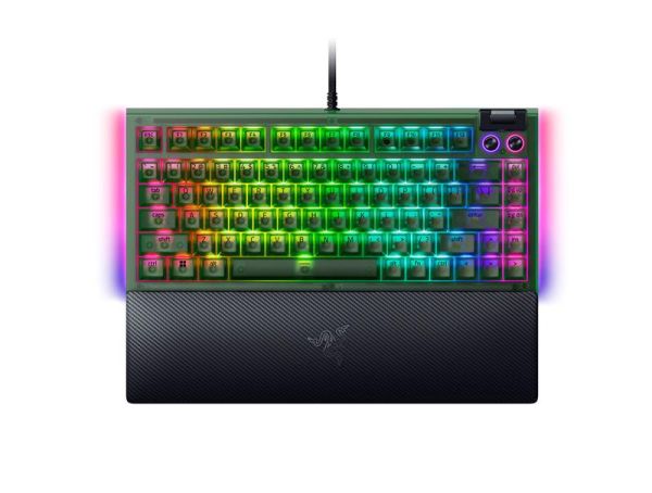 Клавіатура механічна Razer BlackWidow V4 75%, 83key, Mechanical Tactile Switch GEN-3, USB-A, EN, RGB, Phantom Green Ed.