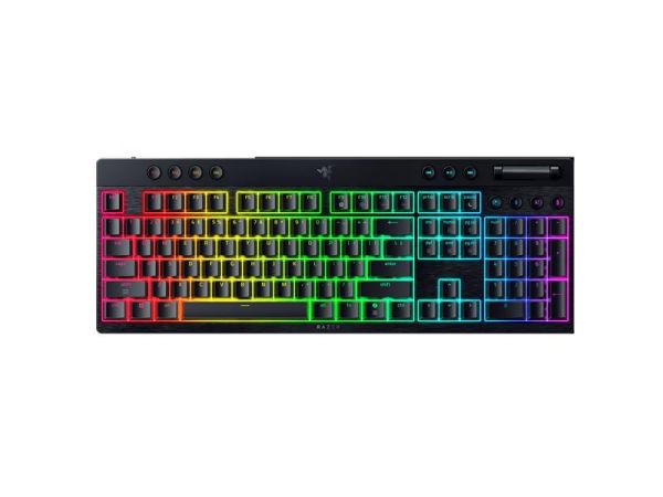 Клавіатура механічна BlackWidow V4 Low-profile HyperSpeed, 104key, Yellow Switch, USB-A/WL/BT, EN, RGB, чорний