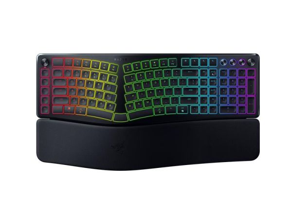 Клавіатура мембранна Razer Pro Type Ergo, 118key, USB-A/WL/BT, EN, RGB, чорний