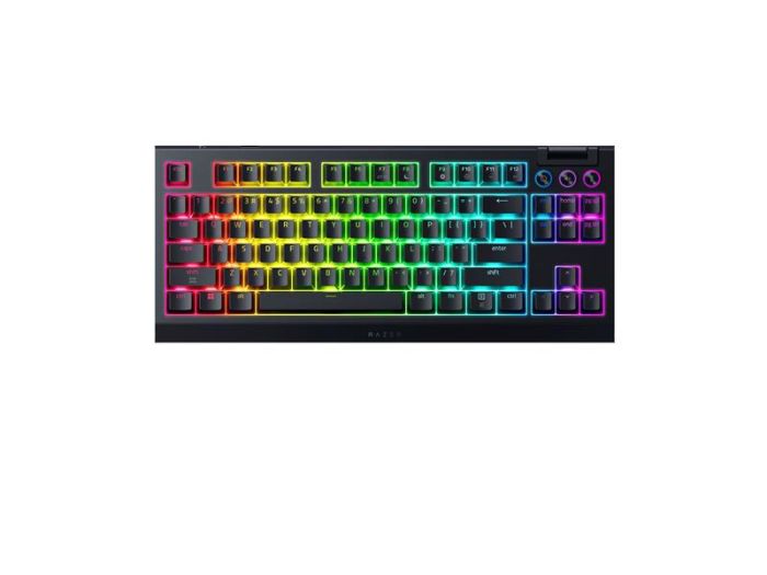 Клавіатура механічна Razer BlackWidow V4 TKL HyperSpeed, 87key, Orange Switch Gen-3, USB-A/WL/BT, EN, RGB, чорний