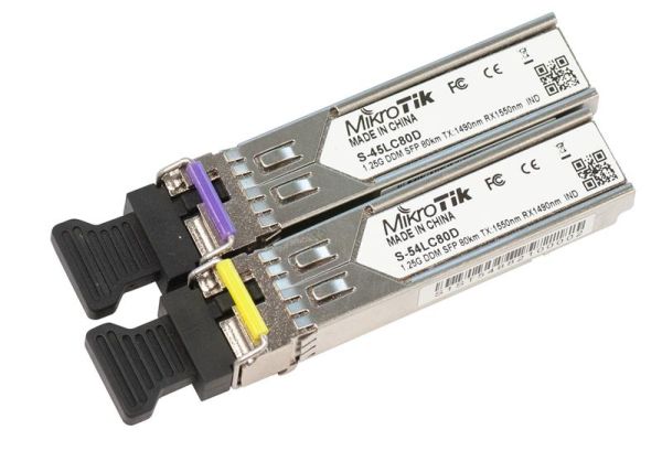 Комплект SFP-Трансиверів MikroTik S-4554LC80D (S-45LC80D, S-54LC80D по 1шт), SM, 80км